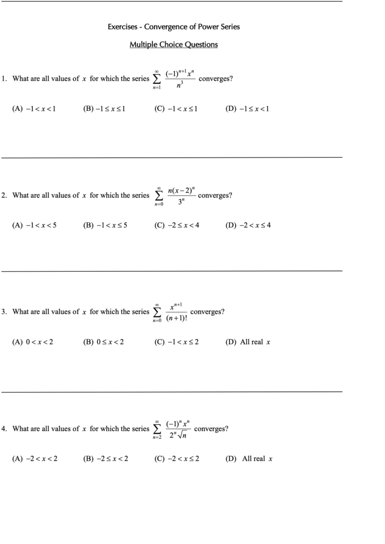 Convergence of Power Series in Infinite Sequences and Series